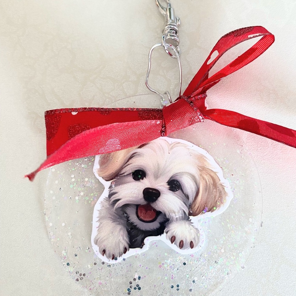 Maltese dog purse charm or ornament